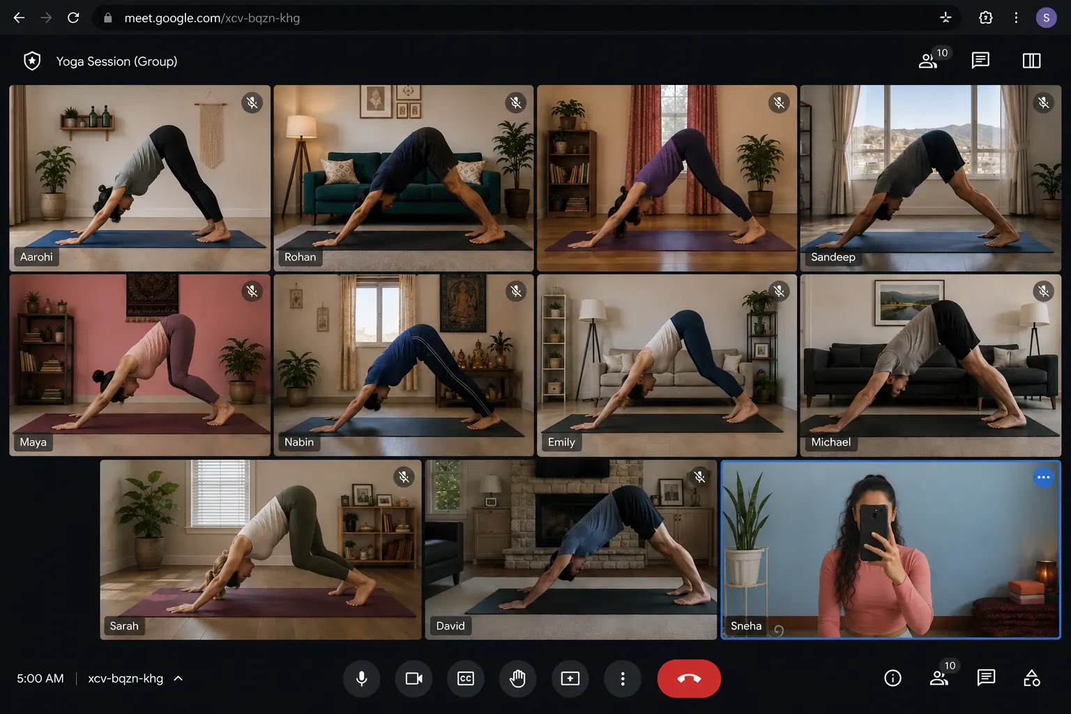 Morning Group Yoga live online class with Sneha