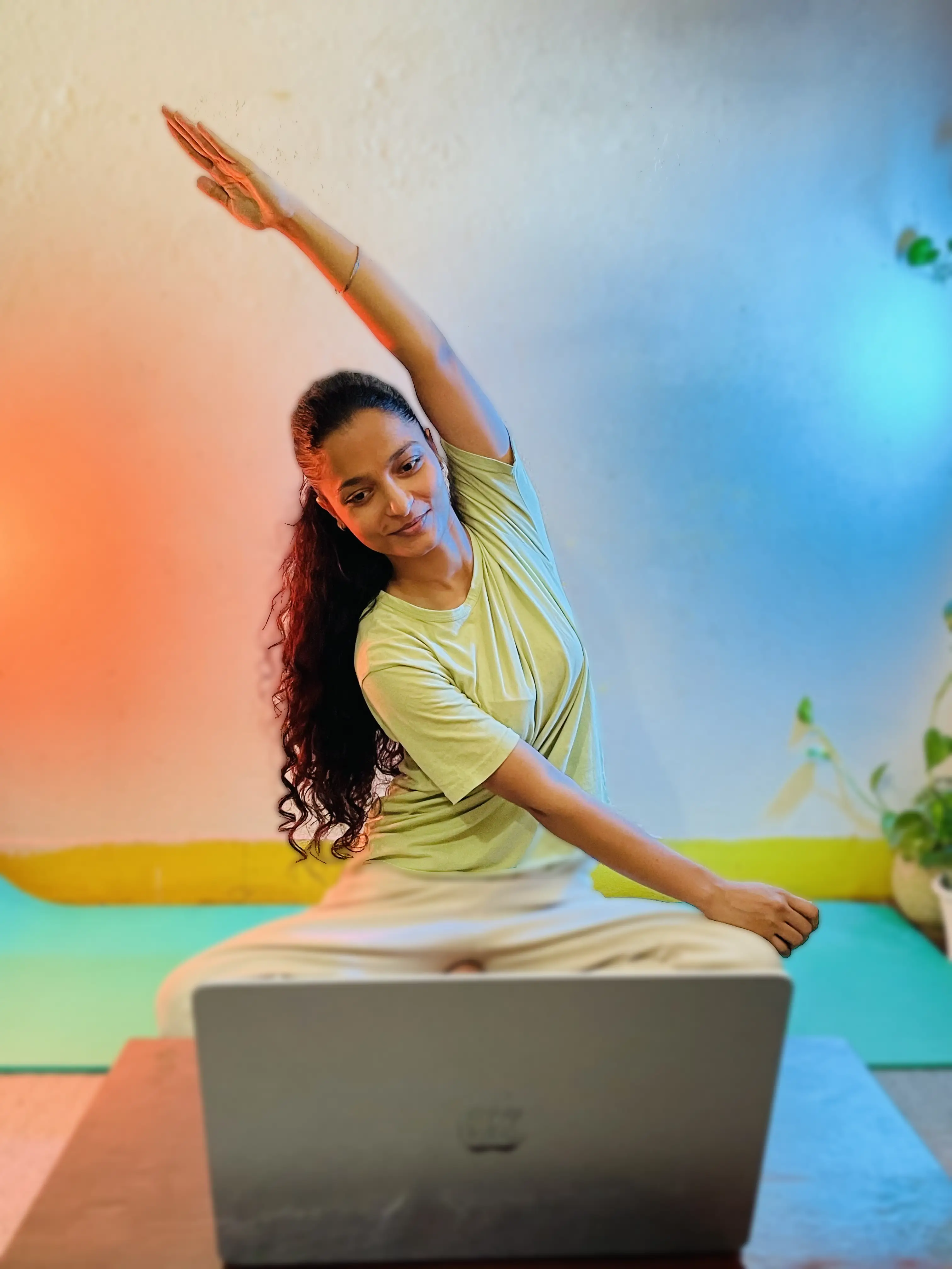 Sneha teaching online yoga sessions