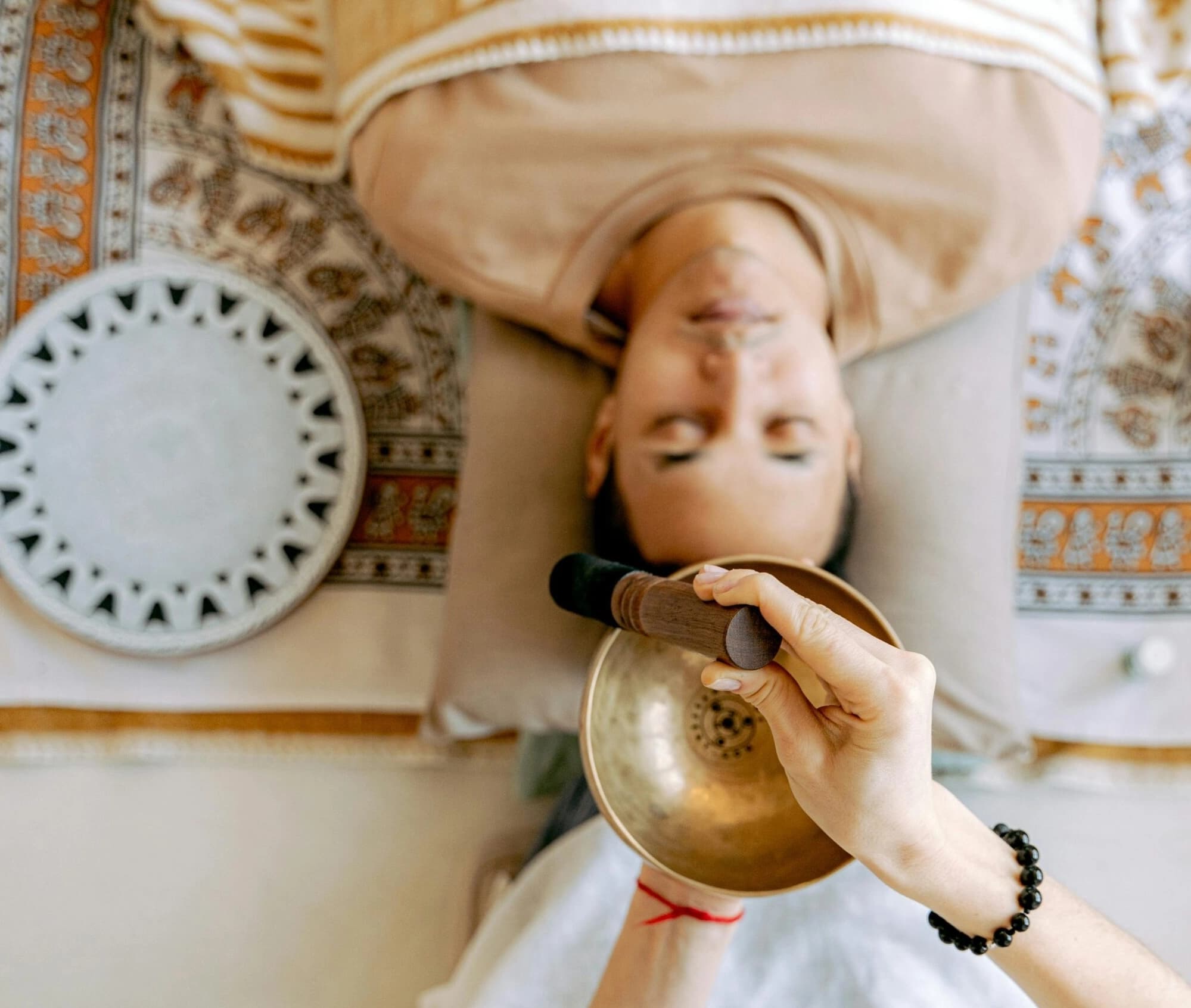 Singing bowls prepared for a personal sound therapy session